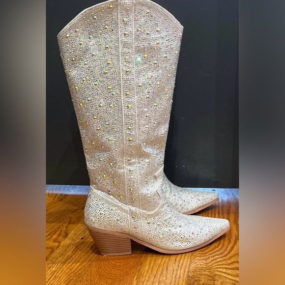 Fun Rhinestones Boots, Western Knee High Boots - Picture 2 of 8